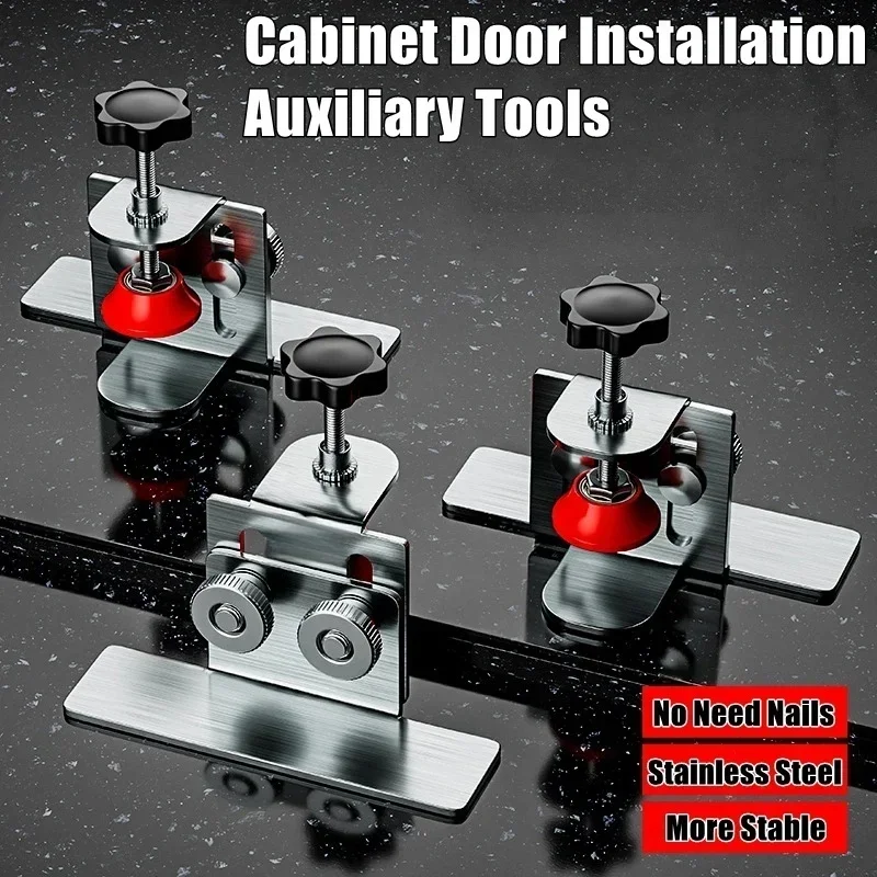 Cabinet Door Installation Tool Stainless Steel Cabinet Frame Mounting Jig Bracket with Adjustable Positioner Hardware