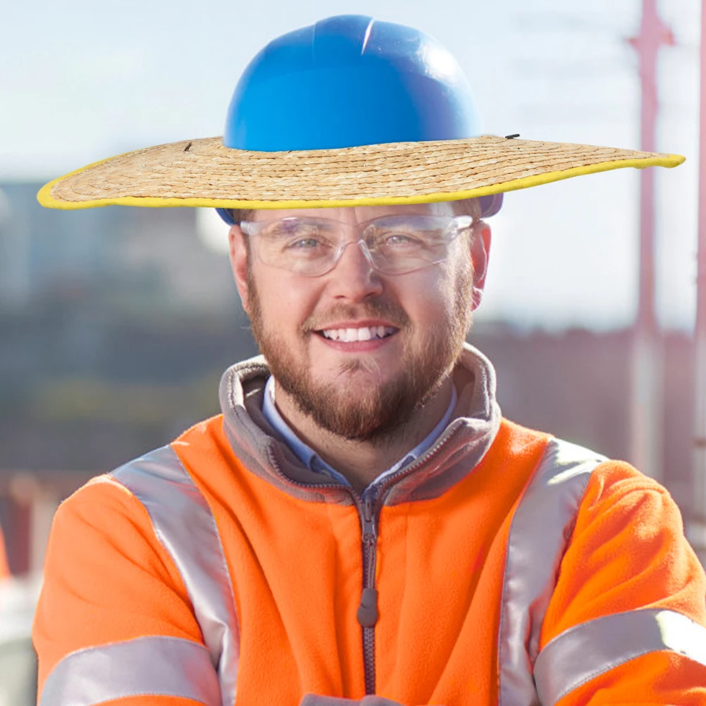 

Sun Visor Shade for Hard Hat Riding Sunshade Hats Full Brim Wheat Straw Visors