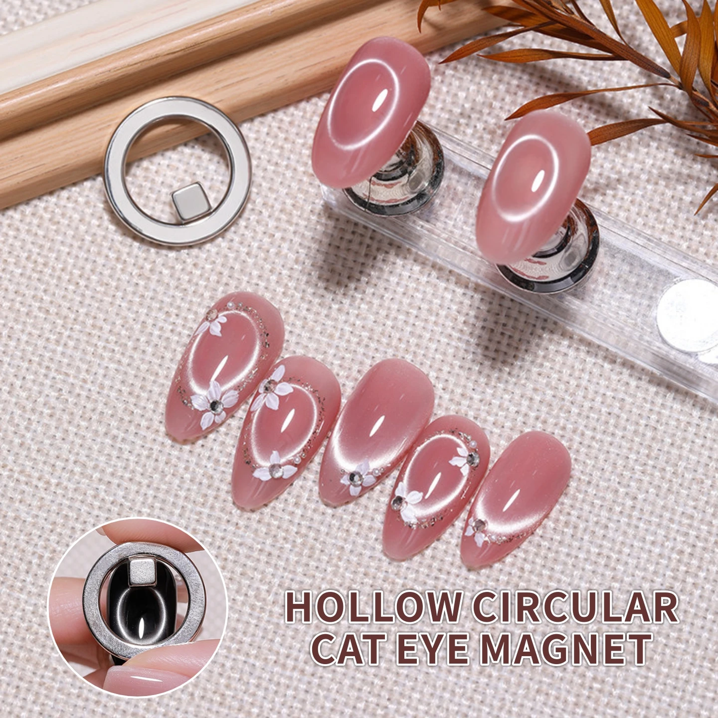 Circular Cat Eye Magnet, Hollow Cat Eye Magnet, Ring Shaped French Nail Art Magnet Set, 3D Glass Bead Effect Nail Magnetic Tool
