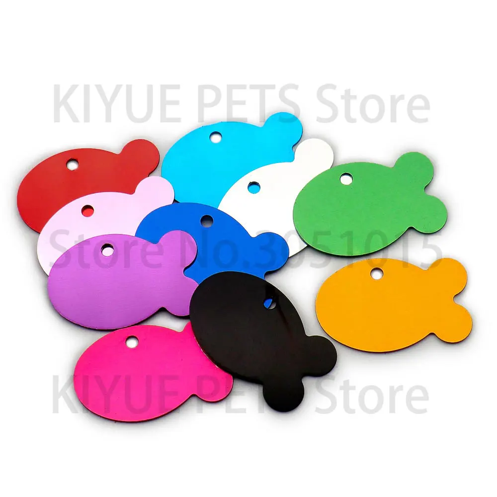 Wholesale 20pcs Engraved Name Phone Number For Pet Dog Cat ID Tag Collar Colorful Keyrings Pendent Necklce Laser Lable Aluminum