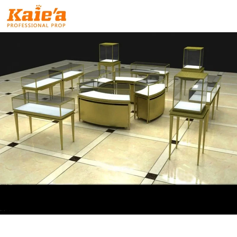 custom.Customize Glasses Stock Jewelry Display showcase Stainless Steel with Led Lights High End Jewelry Display Cabinet