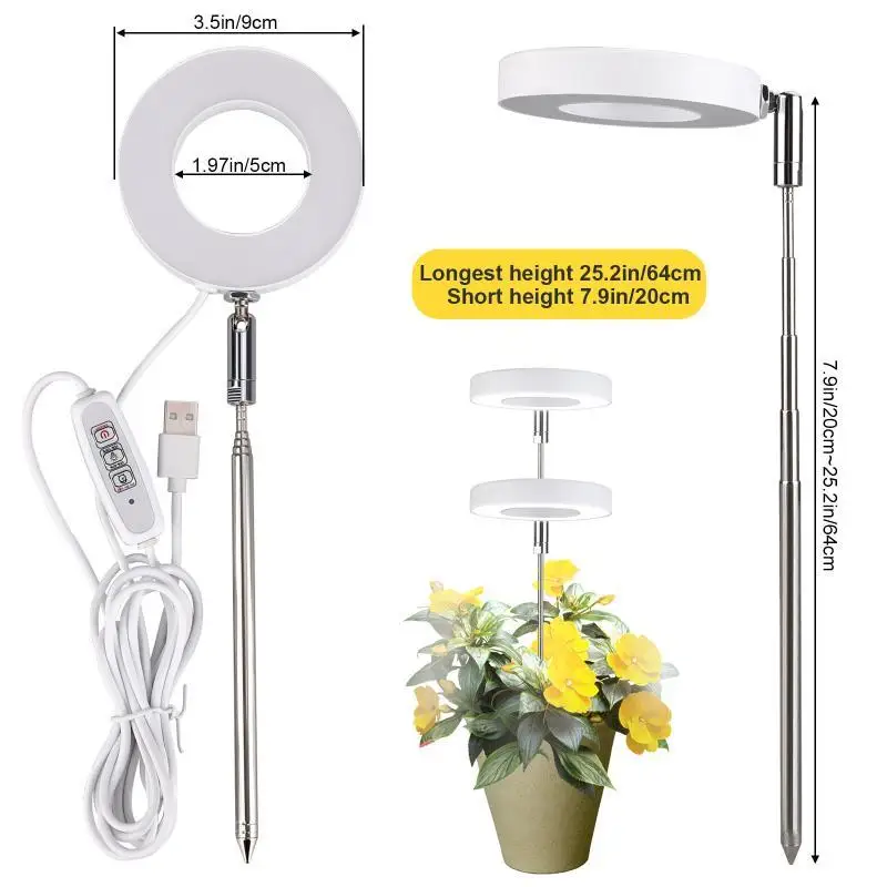 New Full Spectrum Indoor Solar LED Growth Light 4 Gear Dimming Telescopic Fill Light For Fleshy Flower Plants