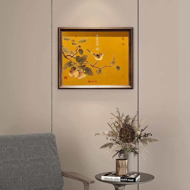Guge Yuanzuo Apple Tree Flower Joy Painting Hand-made High-Temperature Coloring Vintage Chinese Auspicious Original Wall Art