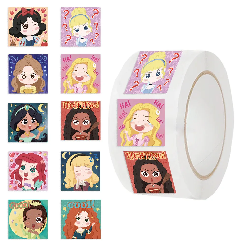 500pcs Cute Princess Cartoon Head Stickers Roll Decals for Scrapbooking, Envelope Sealing & DIY Notebook Decoration