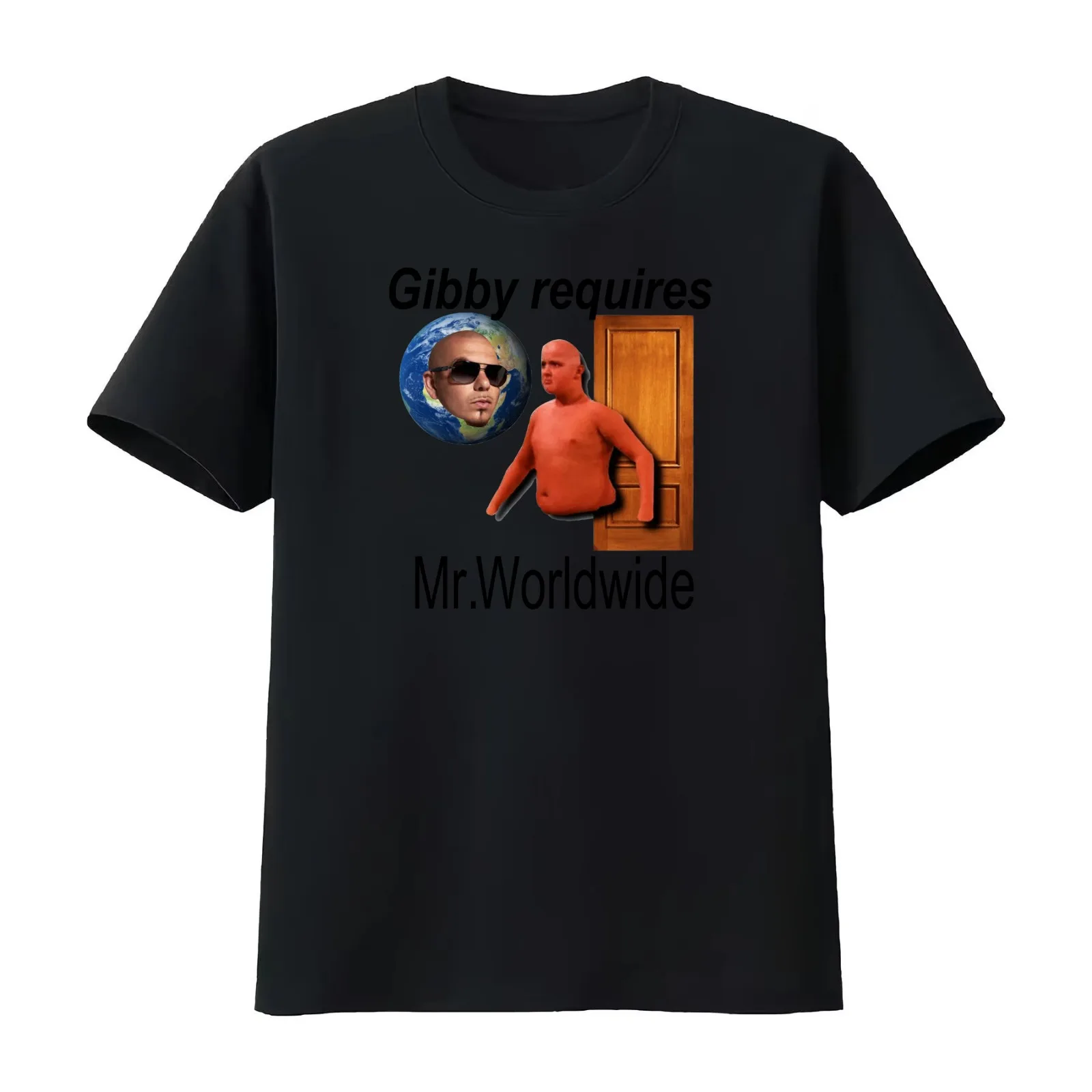 Gibby Requires Mr. Worldwide T-Shirt Summer Casual Cotton Tee Oversized Streetwear Tops Vintage Graphic Print 100% Cotton