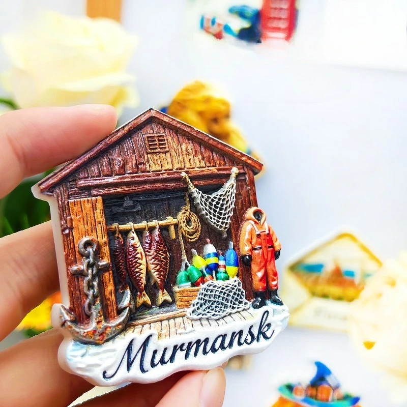 Murmansk Russia Fridge Magnet - Sturdy 3D Log Cabin Souvenir Unique Arctic Circle Travel Gift for Home & Adventure Decor