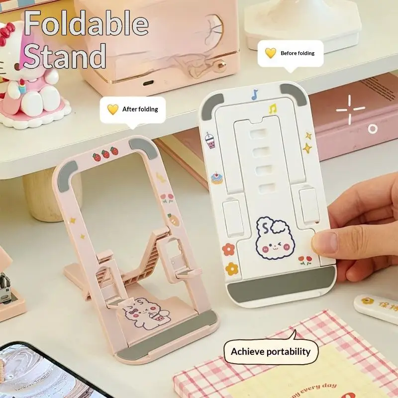 【C】1Pcs Dopamine Phone Stand Foldable Card-style Desktop Phone Holder Ultra-thin 4-gear Adjustable Lazy Bracket For Tablet