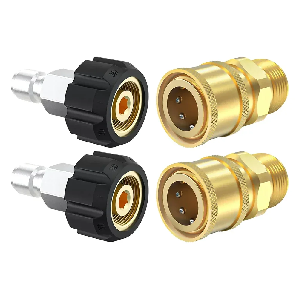 

4 Pack Quick Coupling Adapters for Pressure Washers Stainless Steel and Brass Fittings for Leak Proof Connection