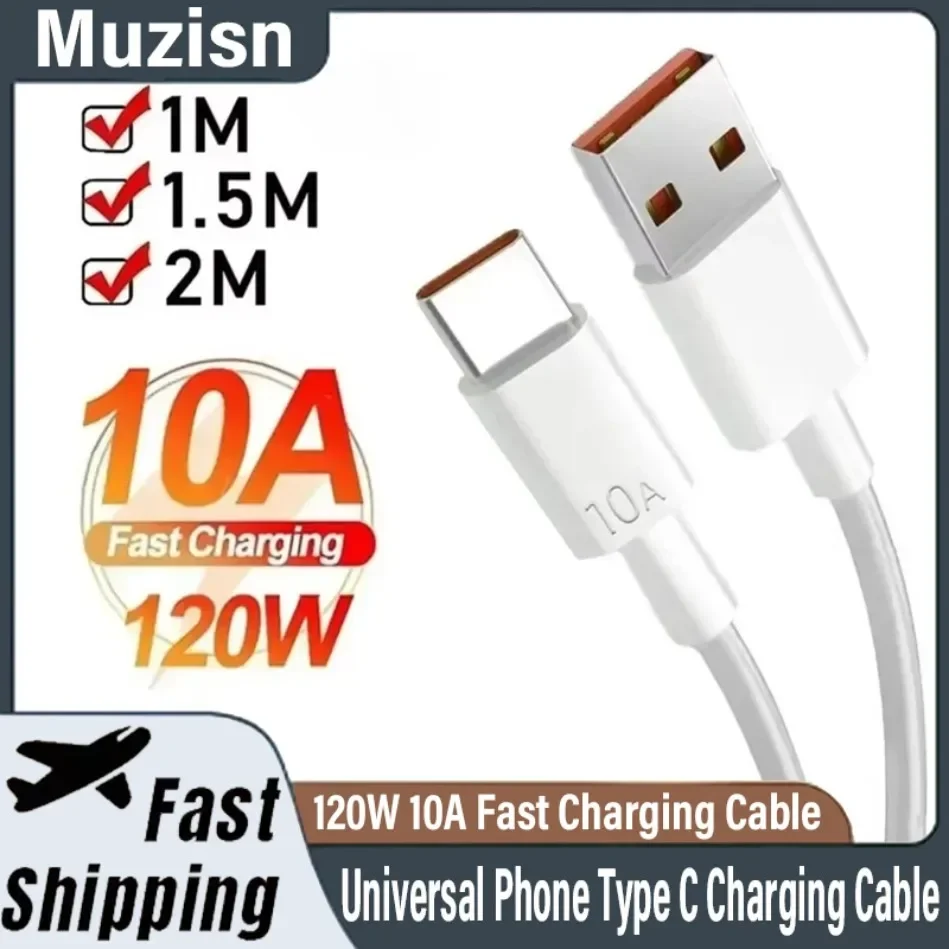120W Super Fast Charging Cable 10A USB Type C Cable Phone Charger Data Cord For Xiaomi Samsung Huawei Quick Charge USB C Cable
