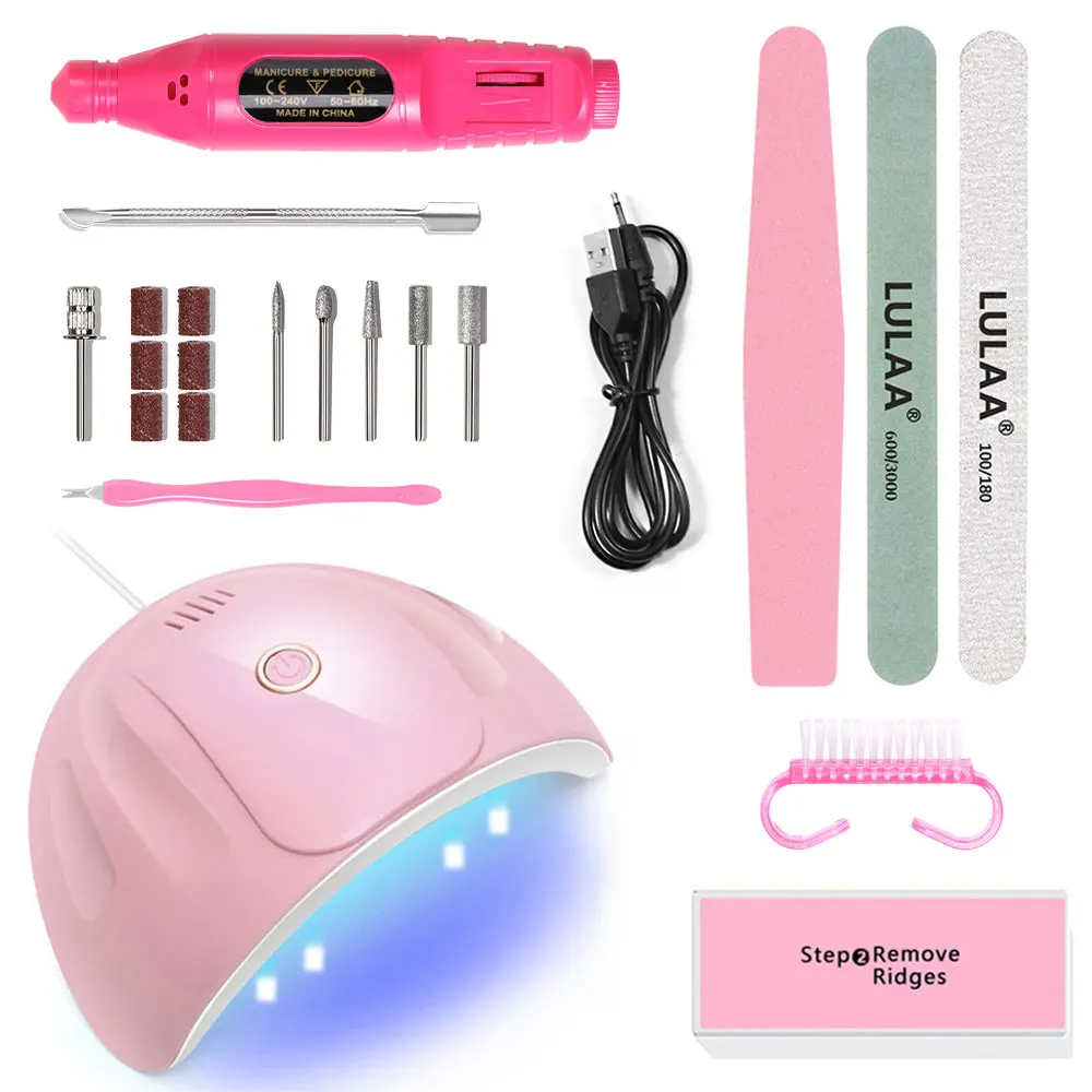 Manicure Set with Mini803 Nail Lamp Kit Nail Care Accessories Set Handheld Pen Sander Polishing Block Manicure Tools