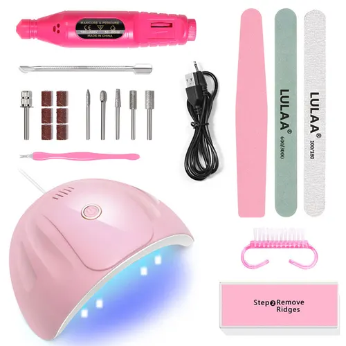 Imagen 1 del producto Juego de manicura con Kit de lámpara de uñas Mini803, juego de accesorios para el cuidado de las uñas, pluma de mano, lijadora, bloque de pulido, herramientas de manicura