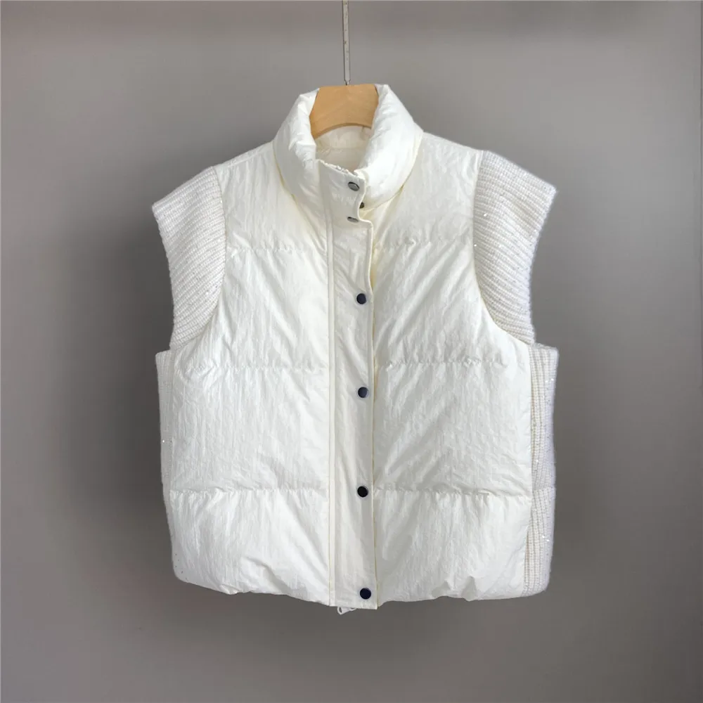 25 الخريف/الشتاء جديد الوقوف طوق مطرزة الكشمير تقسم أوزة أسفل تنوعا المرأة أسفل سترة