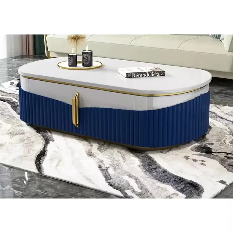 Simple Nano Rock Slab TV Coffee Table Combination for Small Apartment Household Storage Platform