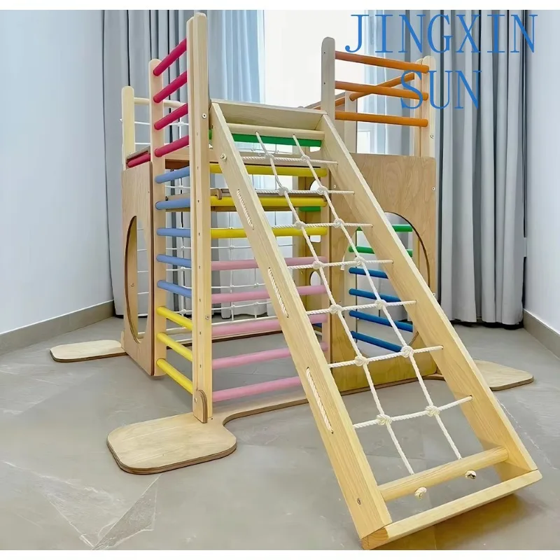 Customizable style wooden indoor playground set, suitable for  square climbing gym