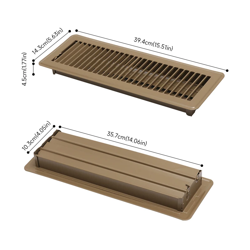 Floor Ventilation Opening, 4x14in, Grilles for Indoor Floor Air Vents in Families, Durable, Black/White/Brown