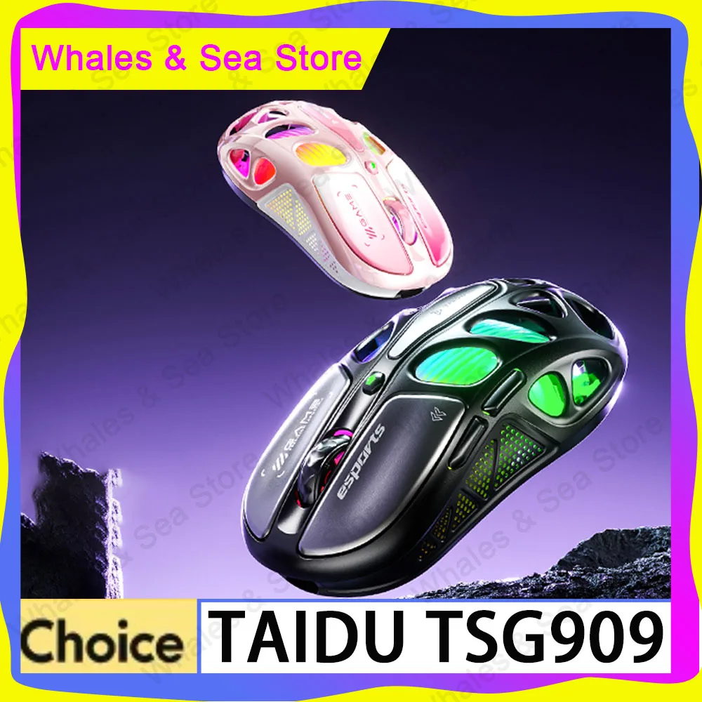 

Беспроводная игровая мышь Taidu Tsg909 Dawn Blade из магниевого сплава с тремя режимами работы и док-станцией для зарядки 8K