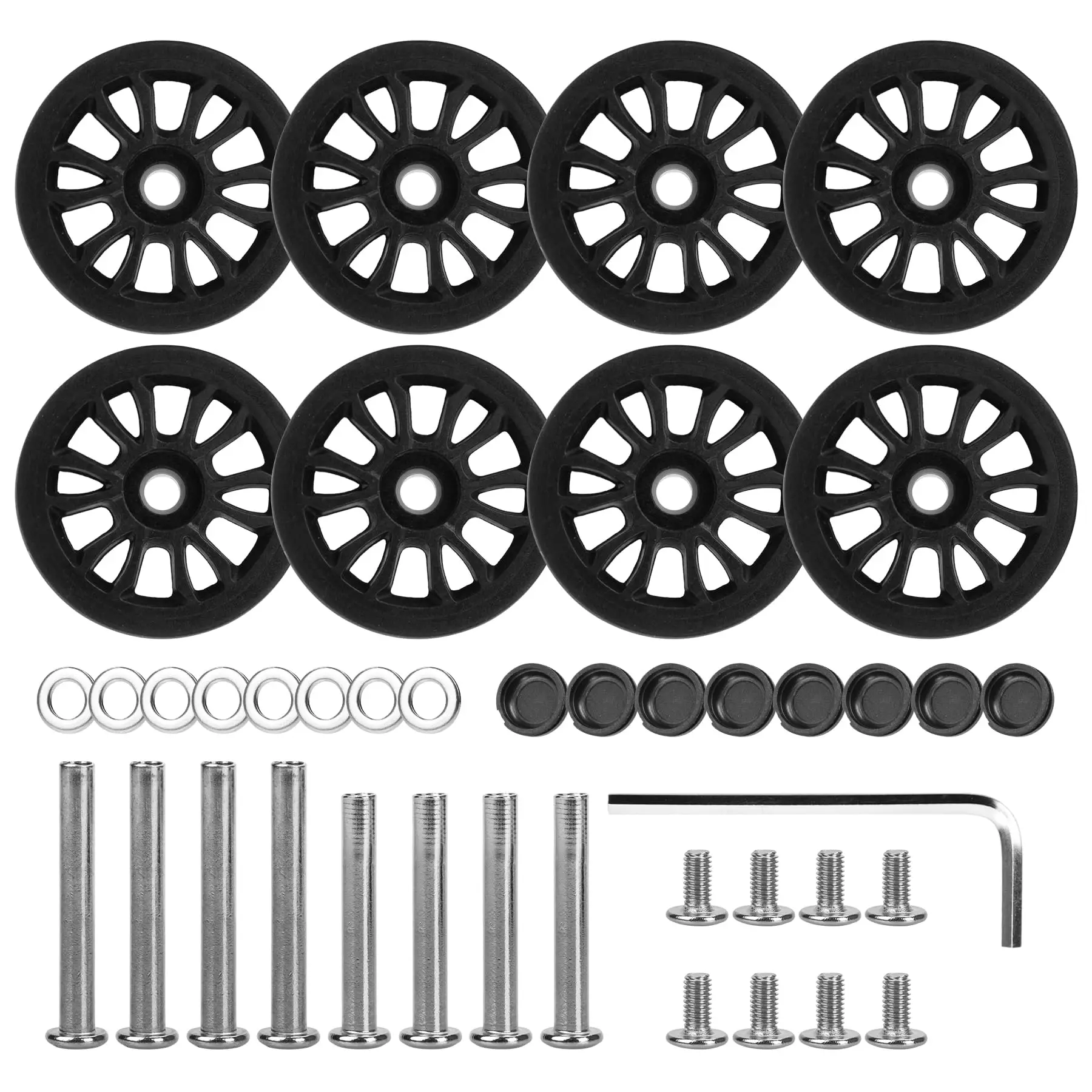 8Pcs Black Luggage Wheel Replacement with Screw Travel Luggage Wheels Replacement Suitcase Parts 50mm Axles Caster Repair Wheel
