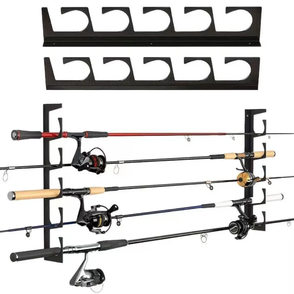 Wall Mounted Wall Mounted Fishing Rod Storage Rack Easy To Install Anti-Slip Fishing Pole Organizer Holder Sturdy Structure