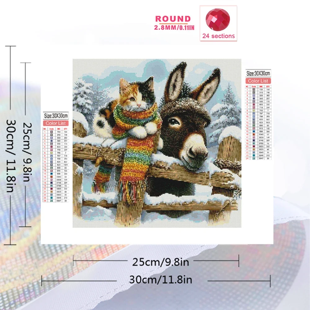 Momoart القط الماس الفسيفساء الحيوان صورة الراين DIY الماس اللوحة حمار الحرفية كيت التطريز الشتاء هدايا العيد