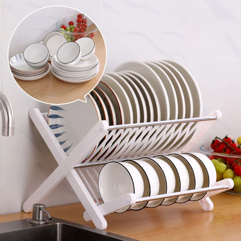 

Foldable Dish Rack Stand Holder Bowl Plate Organizer Tray Drainer Shelf Organizador De Cocina Kitchen Organizer Dish Drying Rack