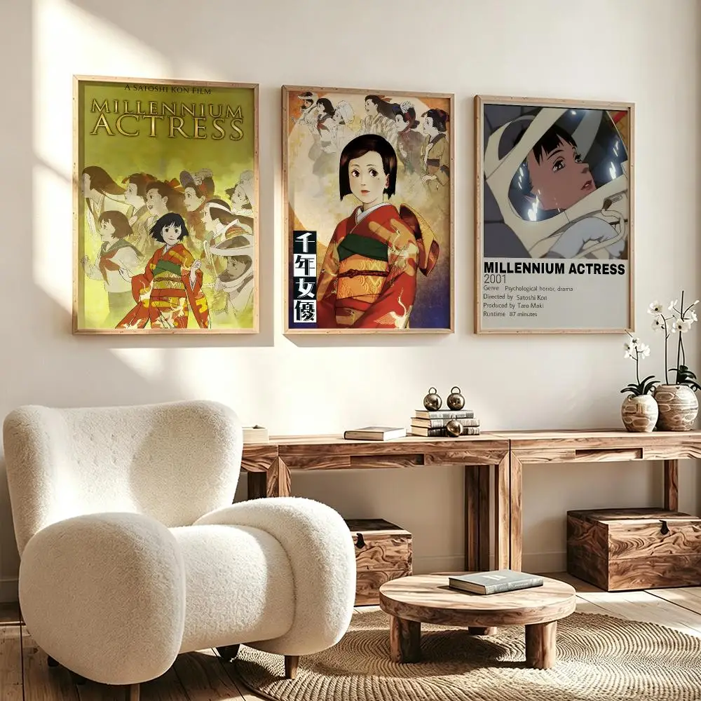 anime Millennium Actress Poster Poster HD Waterproof Self Adhesive Wall Art Print Decor for Bedroom Living Room Gift