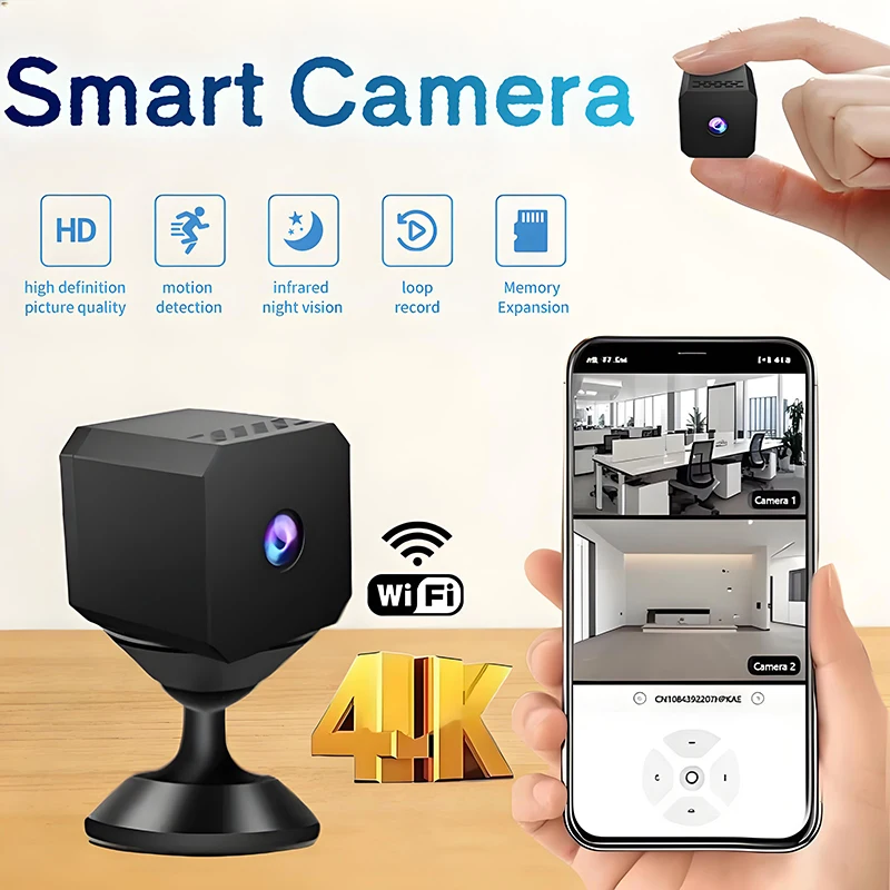 Mini 4K WiFi Camera Remote Monitor Motion Detection Night Vision Long Battery Security Alert Indoor Outdoor Home Security Camera