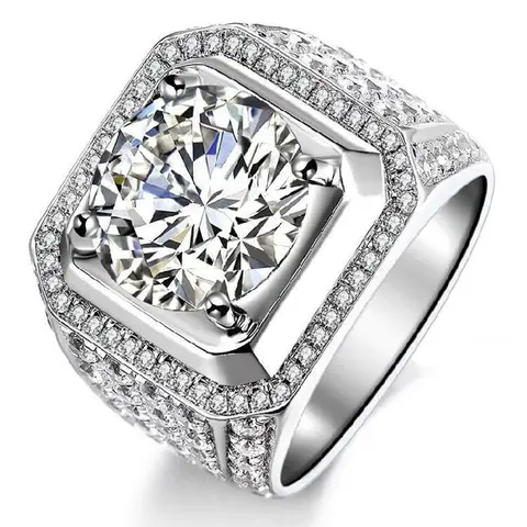 남성용 리얼 모이사나이트 다이아몬드 반지, 1ct-5ct, 순수 실버 100%, 9K 골드 100%, 18K 골드
