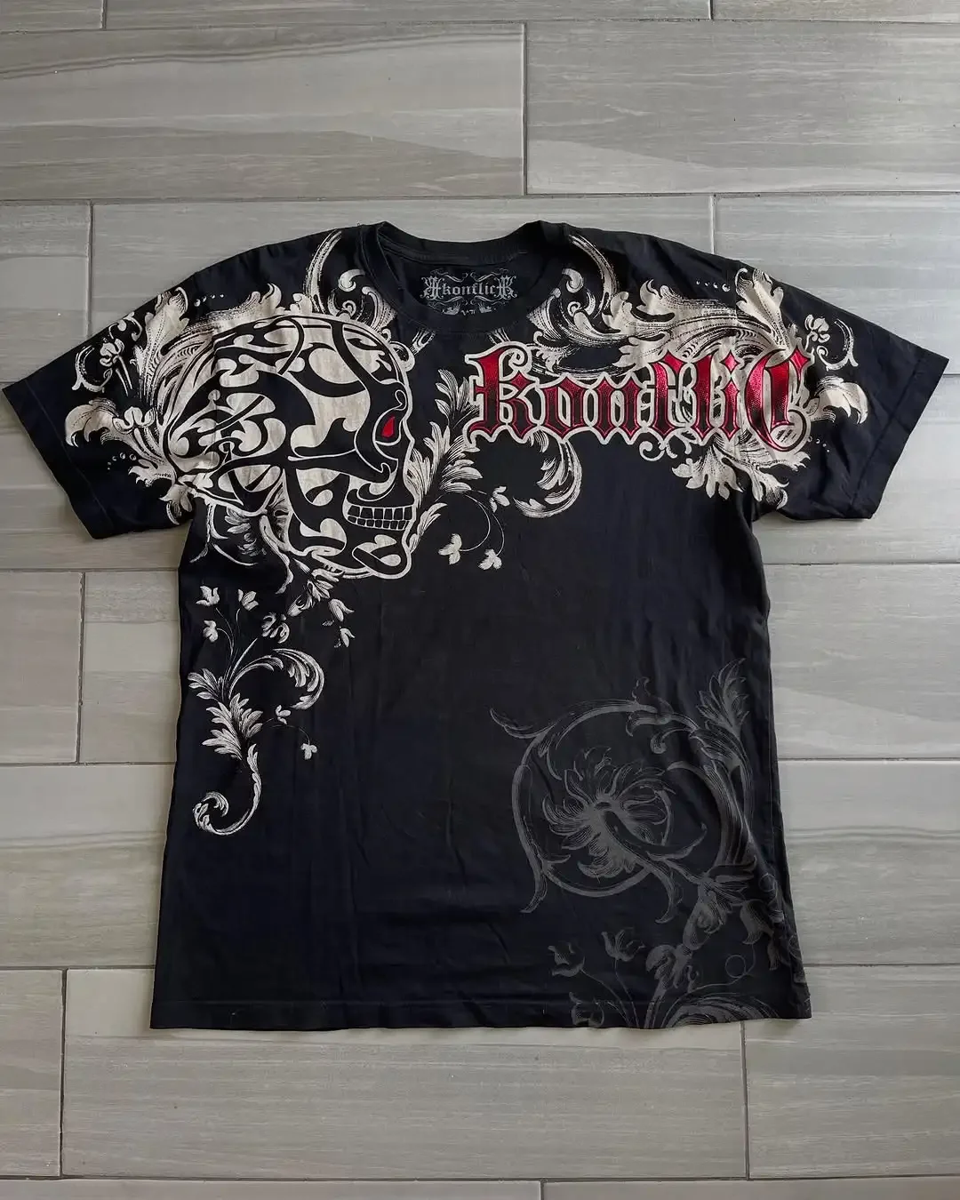 

2025 Summer New Affliction Red Skull Gothic T Shirt Y2K Oversize Breathedivinity Short Sleeve Tops Trendy Brand Casual Clothing