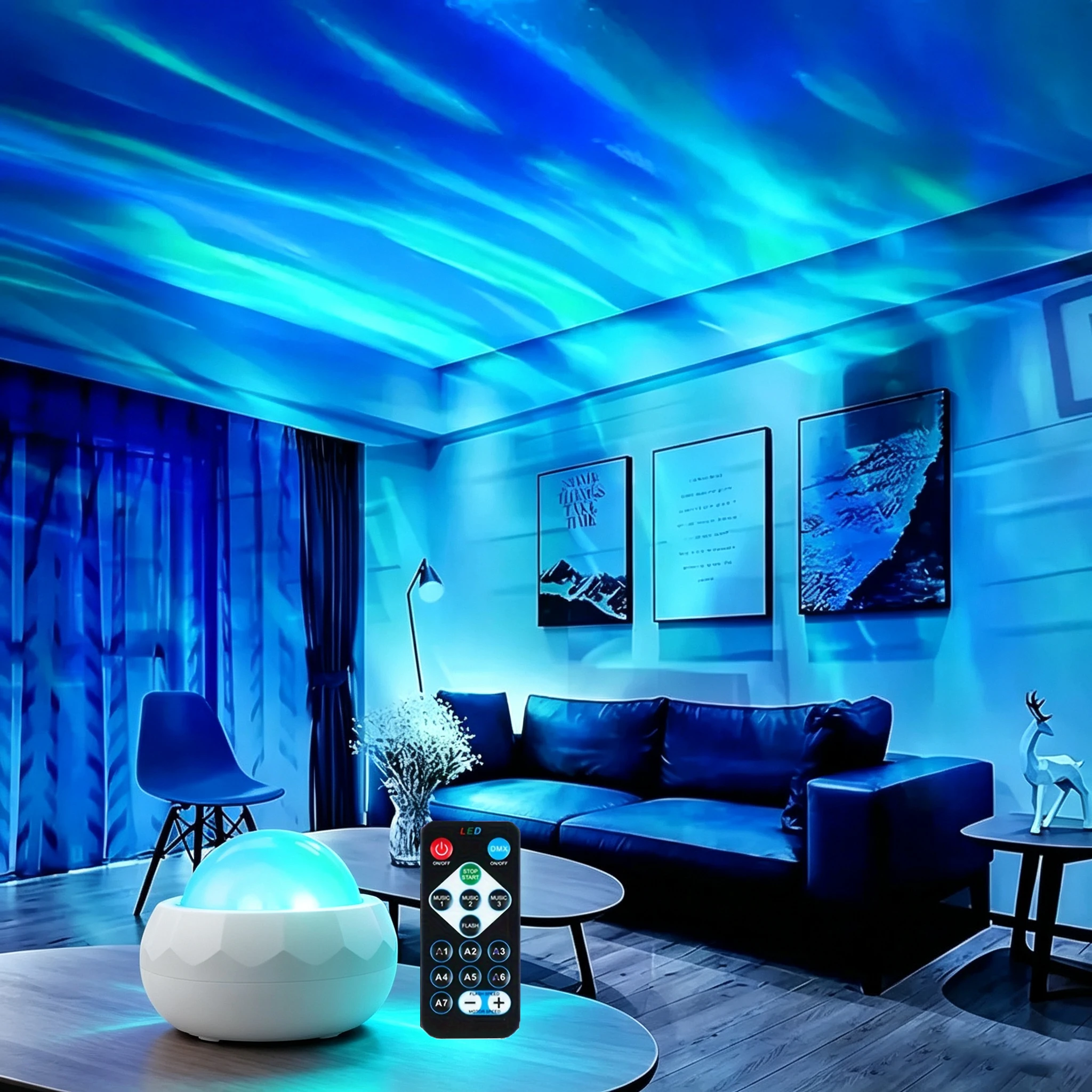 LED Night Light Aurora Starry Sky Projector Light 7 Colors with Remote USB Powered for Home Bedroom Game Room Party Decoration