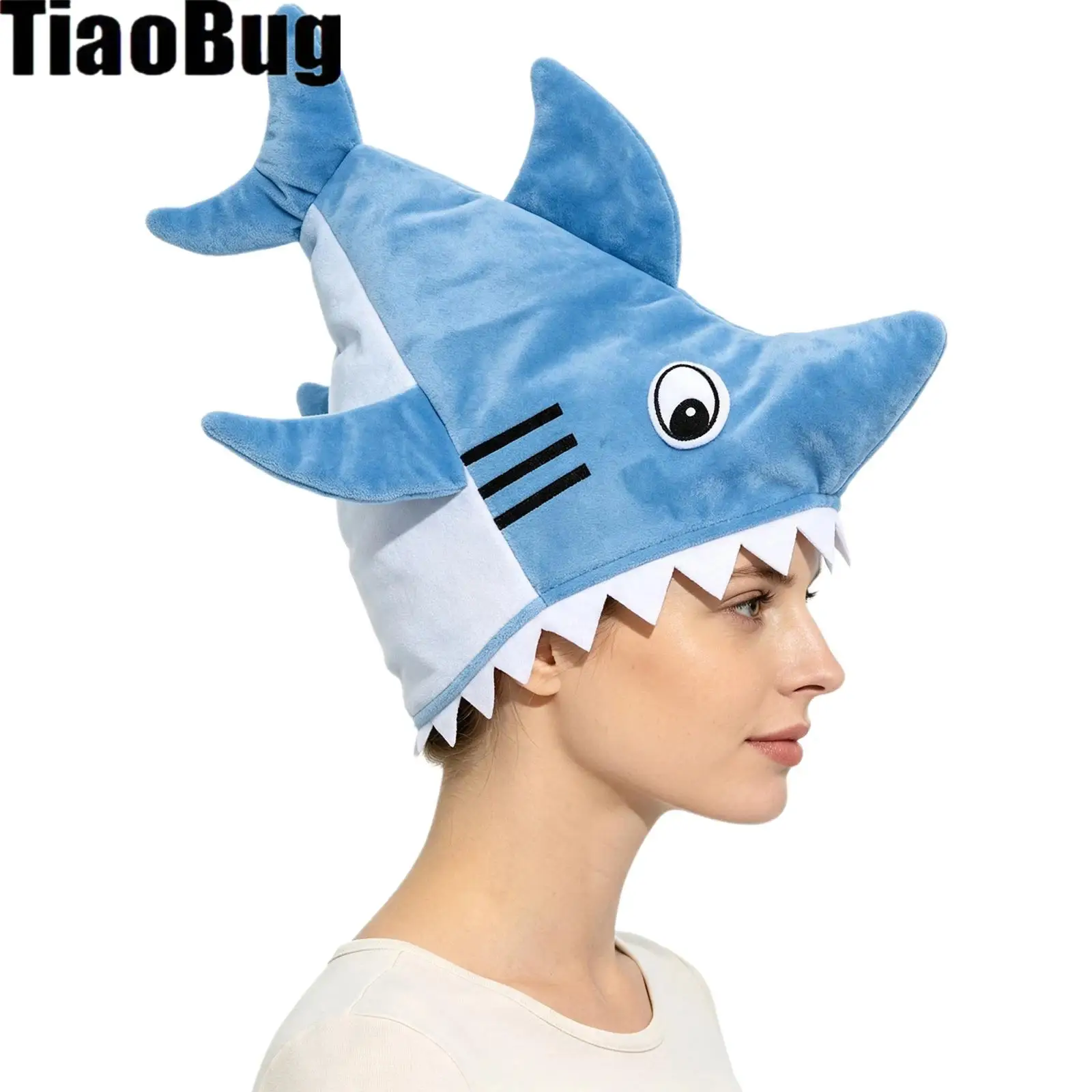 Unisex Adults Fun Shark-shaped Hat Headwear Costume Accessory for Halloween Cosplay Party Performance Photoshoots