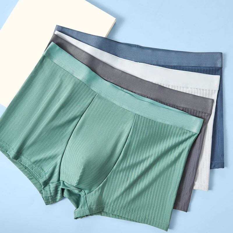 4pcs Ice Silk Man Underwear Large Size 4XL 5XL 6XL 7XL 8XL 9XL 10XL Loose Comfortable Big Man Boxers Panties Oversized Underwear