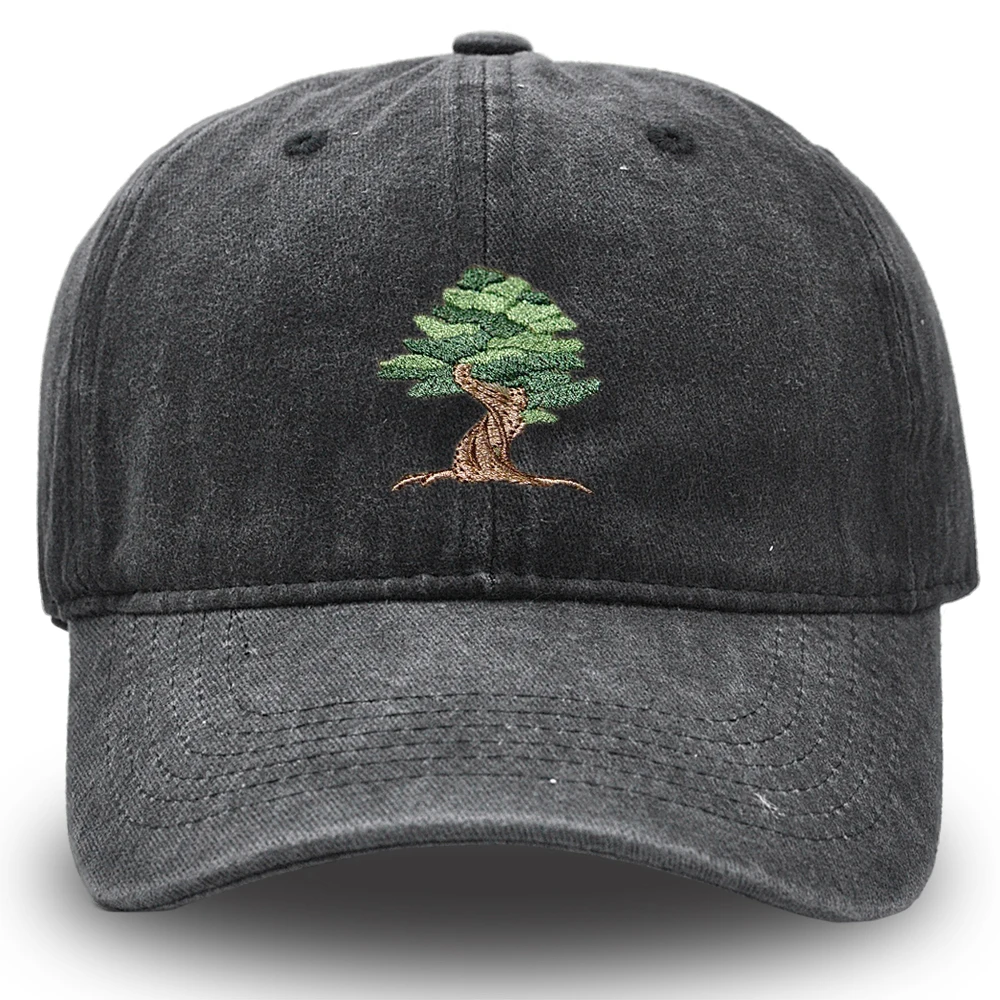 BONSAI  TREE Hat Embroidered ORNAMENTAL TREE Baseball Cap Retro Men Woman Cotton Hat Unisex