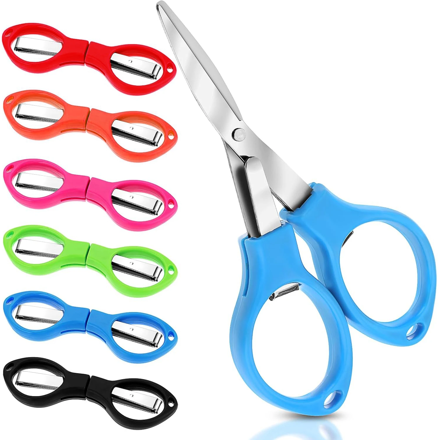 48 Stücke Mini Faltbare Tragbare Edelstahl Schere 8-Form Gläser Geschnitten Angelschnur Schere
