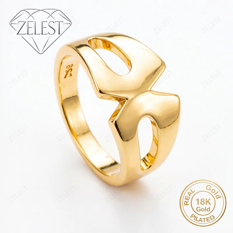 

925 Silver 18K Gold Plated 8# Exquisite Cross Hollow Ring Women's Fashion Party Gift Accessories Jewelry