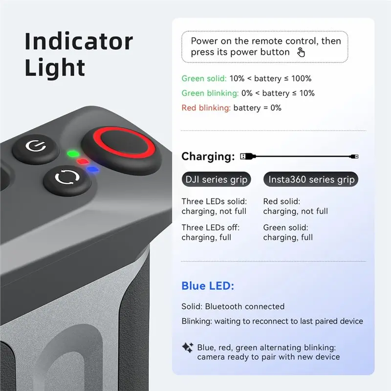 A52T AMAGISN For DJI Action 6/5 Pro/4 For GO Ultra/Ace Pro 2/X5 Compatible Bluetooth Control Street Grip Xplorer For Ca