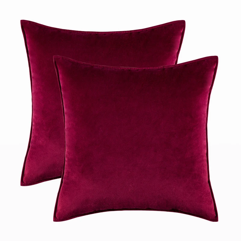 2pcs Set Velvet Pillow Covers Christmas Red Decorative Cushion Cases for Sofa Bedroom Modern Gift 30x50/45x45/50x50/60x60cm