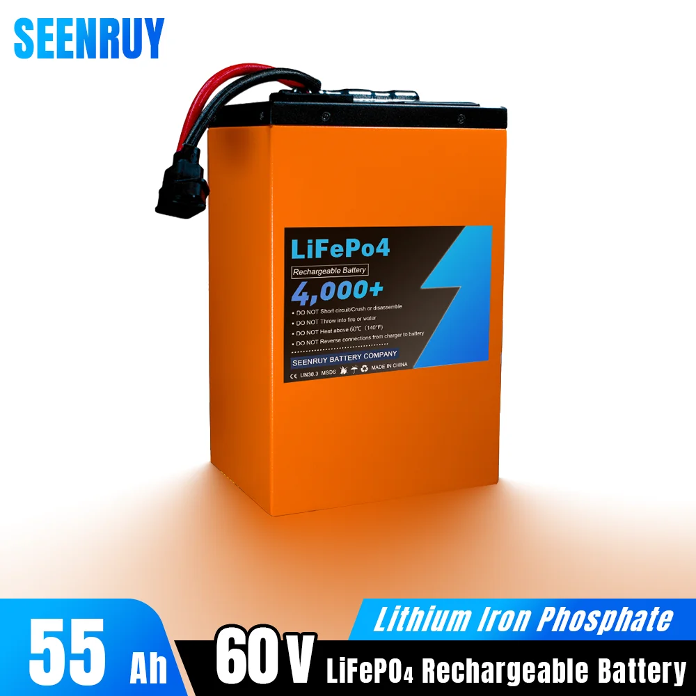 60V 50Ah 55Ah Lifepo4 Battery Pack Deep Cycle Built-in BMS for Electric Tricycle motorcycle Golf Cart Power Batteries