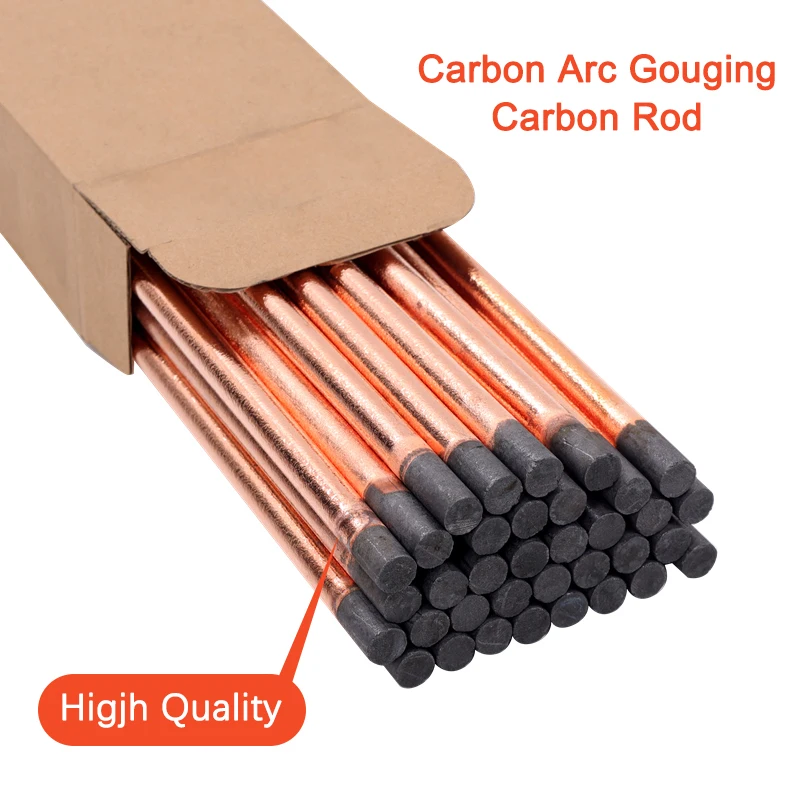 10 Pieces Round Arc Air Gouging Carbon Rod Bar 6-10mm Diameter Welding DC Gas Gouging Gun Electrode Graphite Rods 355mm Length