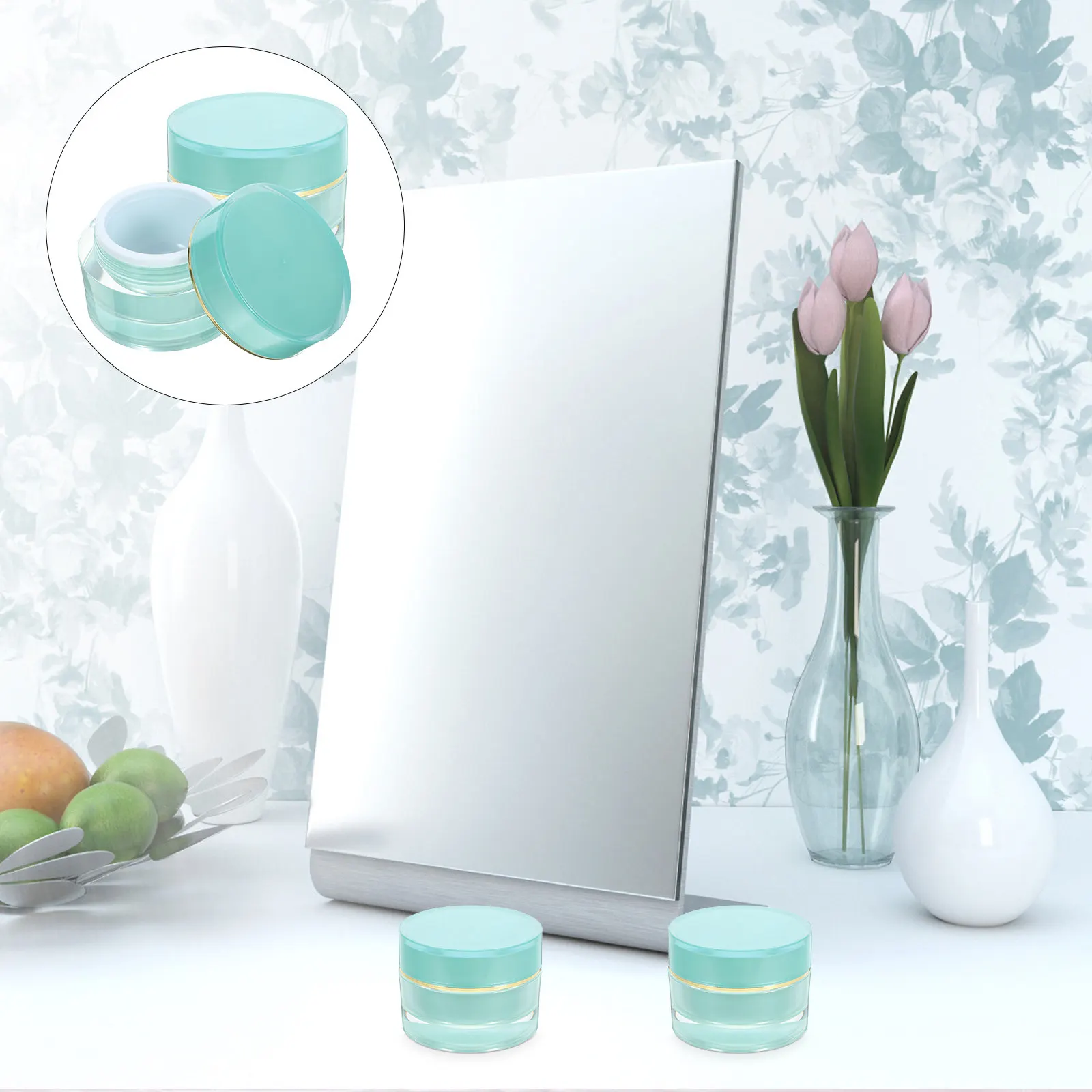 

2 шт. акриловые баночки для крема, портативные пустые контейнеры для макияжа, многоразовые дорожные флаконы для крема для лица и глаз для женщин