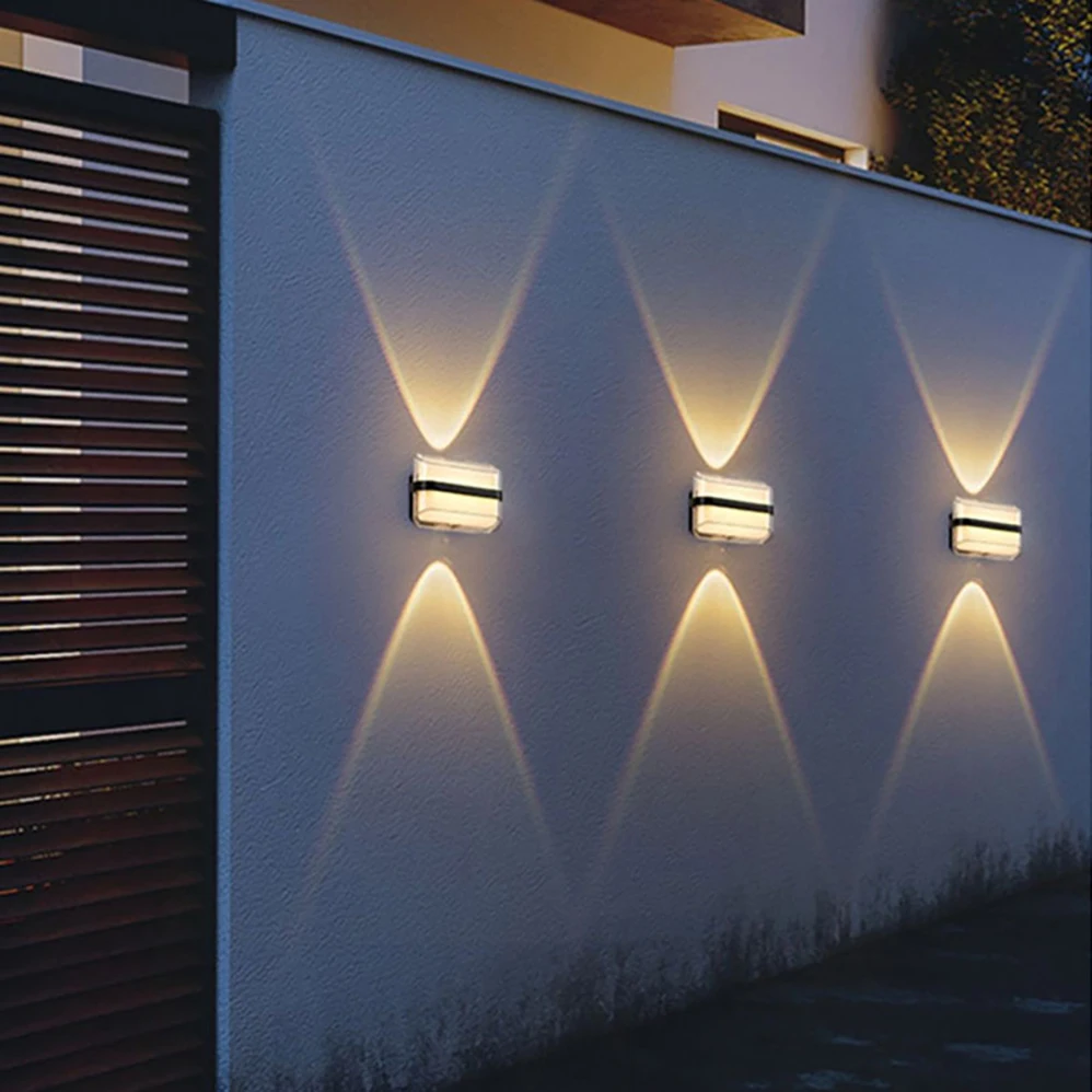 Impermeável Modern Minimalismo Estilo LED Lâmpada de parede, varanda e jardim Luzes, luzes de alumínio, interior e exterior, IP65, AC85-265 V, 12W