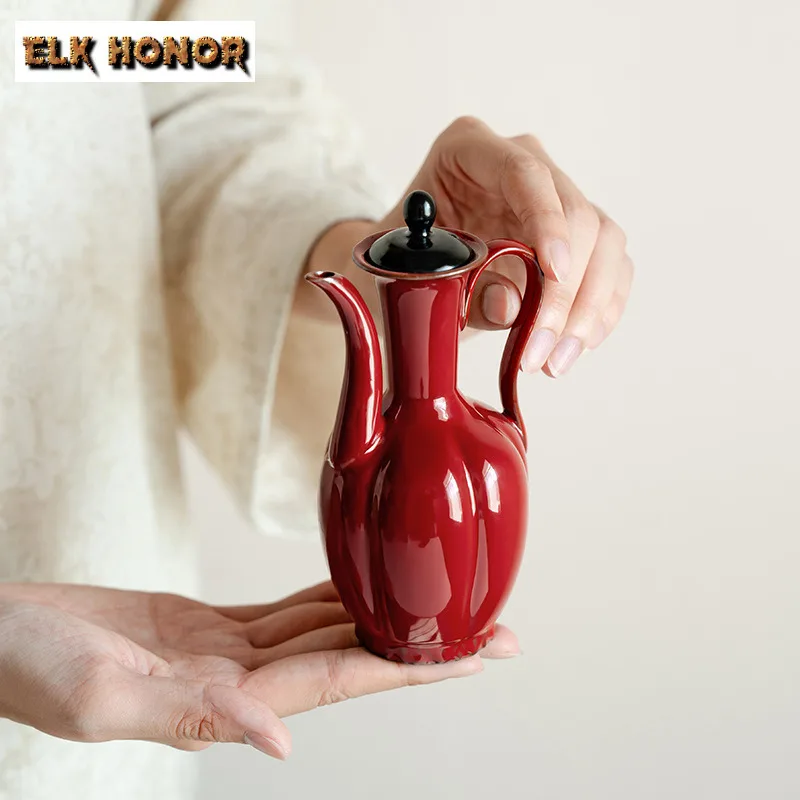

180ml Ochre Dream Red Handheld Teapot Handmade Tea Infuser Pot Household Tea Maker Kettle With Filter Tea Items Ornaments Gift