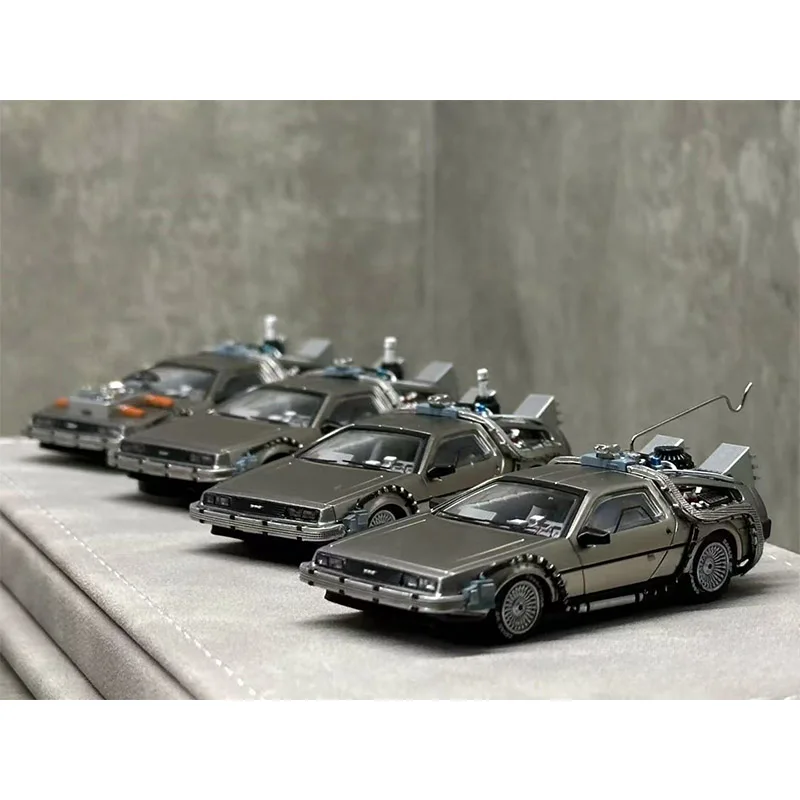 MJ 1:64 Back To The Future Time CarX DeLorean DMC-12 Movie Alloy Car Model Collection