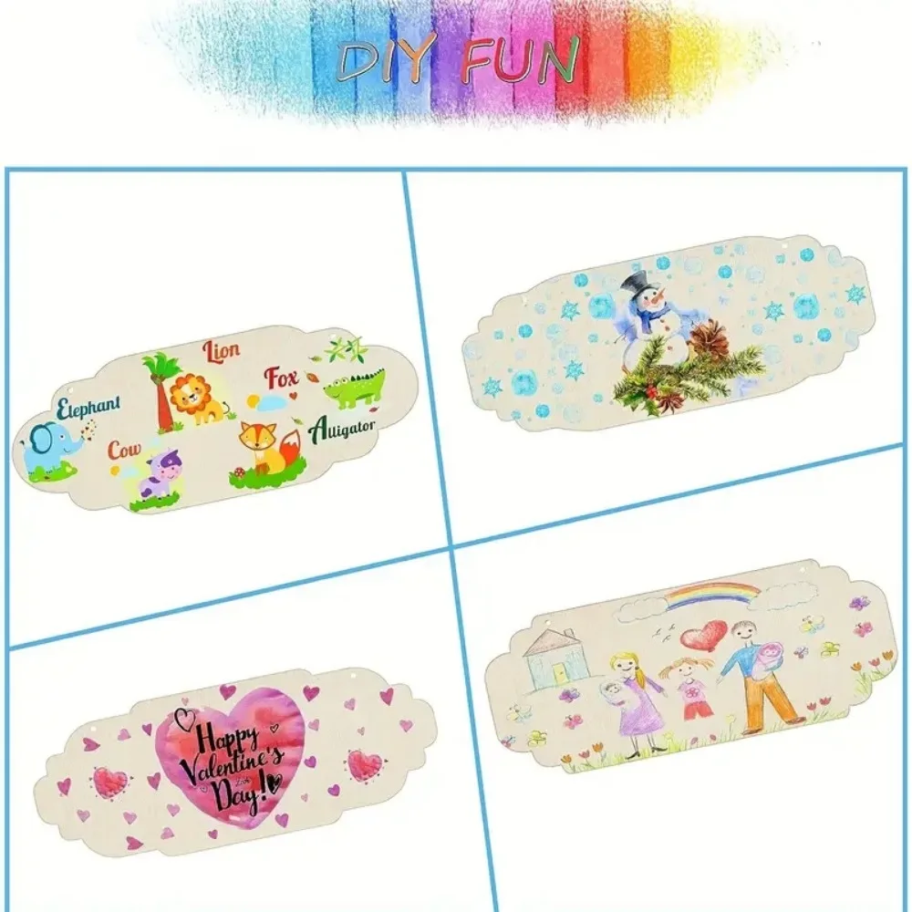 Blank Rectangle Oval Hanging Wooden Banner with Rope, Suitable for Painting Writing DIY Crafts Holiday Decoration Door Sign