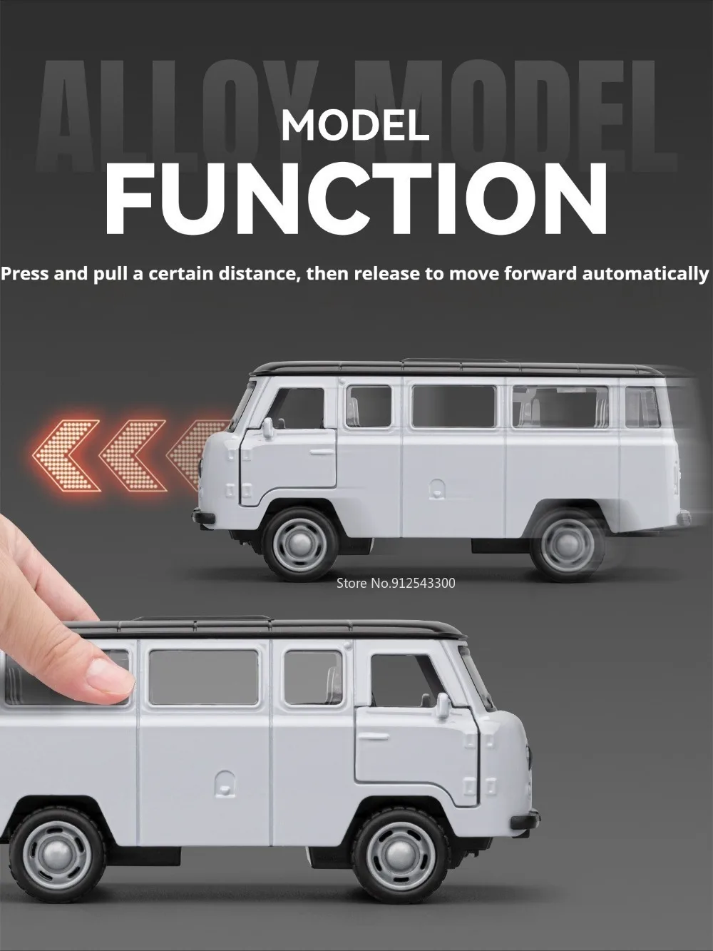 1:36 UAZ TRAVELER Retro MPV Automodell Spielzeug aus Metall, Druckguss, Rückziehfunktion, sturzfest, Geländewagen, interaktives Spielzeug für Kinder, Geschenke – Detail 5