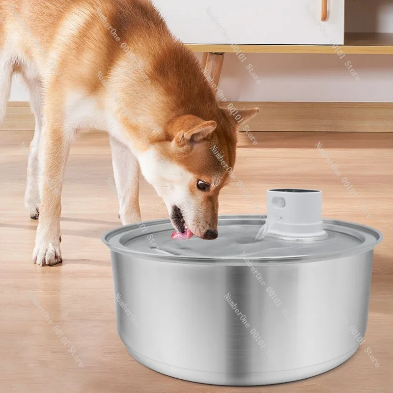 Stainless Steel Pet Water Fountain Wireless Automatic Cat Drinking Fountain Smart Recirculating Water Dispenser Flowing Water
