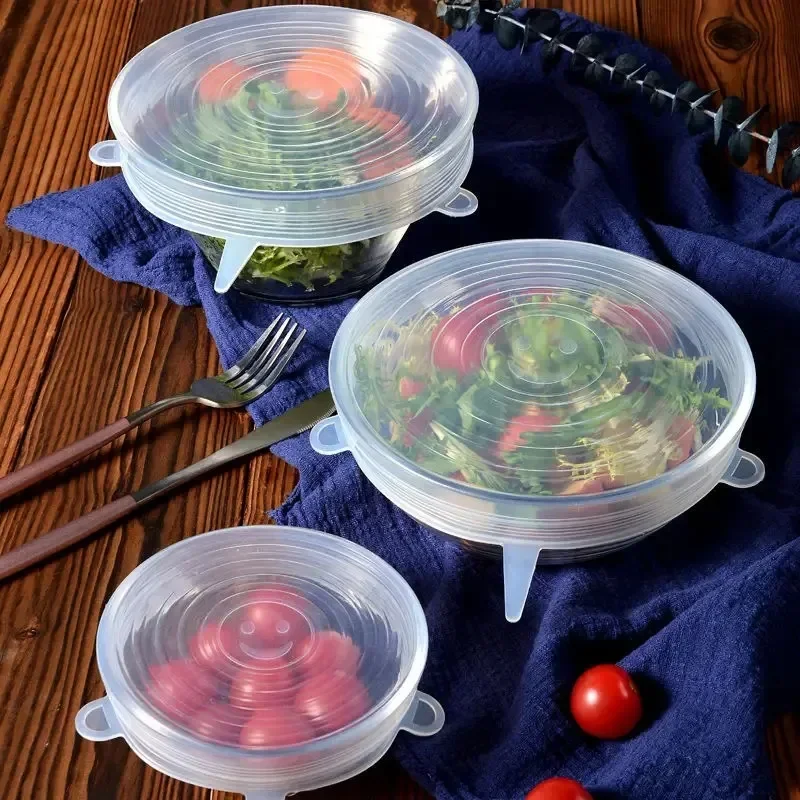 Silicone Lid for Pots Home Monsieur Cuisine Connect Kitchen Accessories 6 Pcs Vegetable Preservative Adjustable Elastic Caps