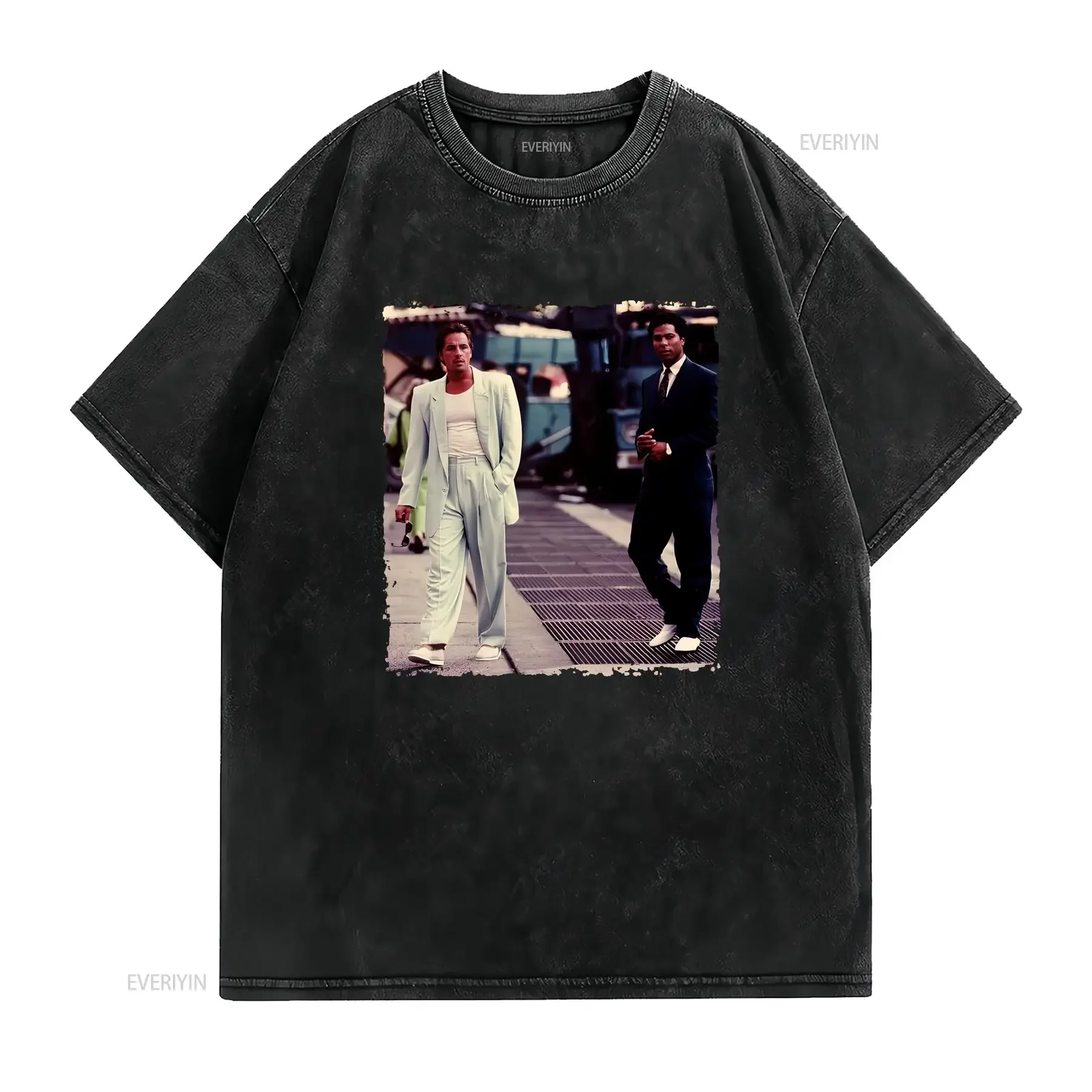 Miami Vice Crockett And Tubbs T Shirt vintage Washed streetwear fashion Slightly Versatile Stretched Comfortable