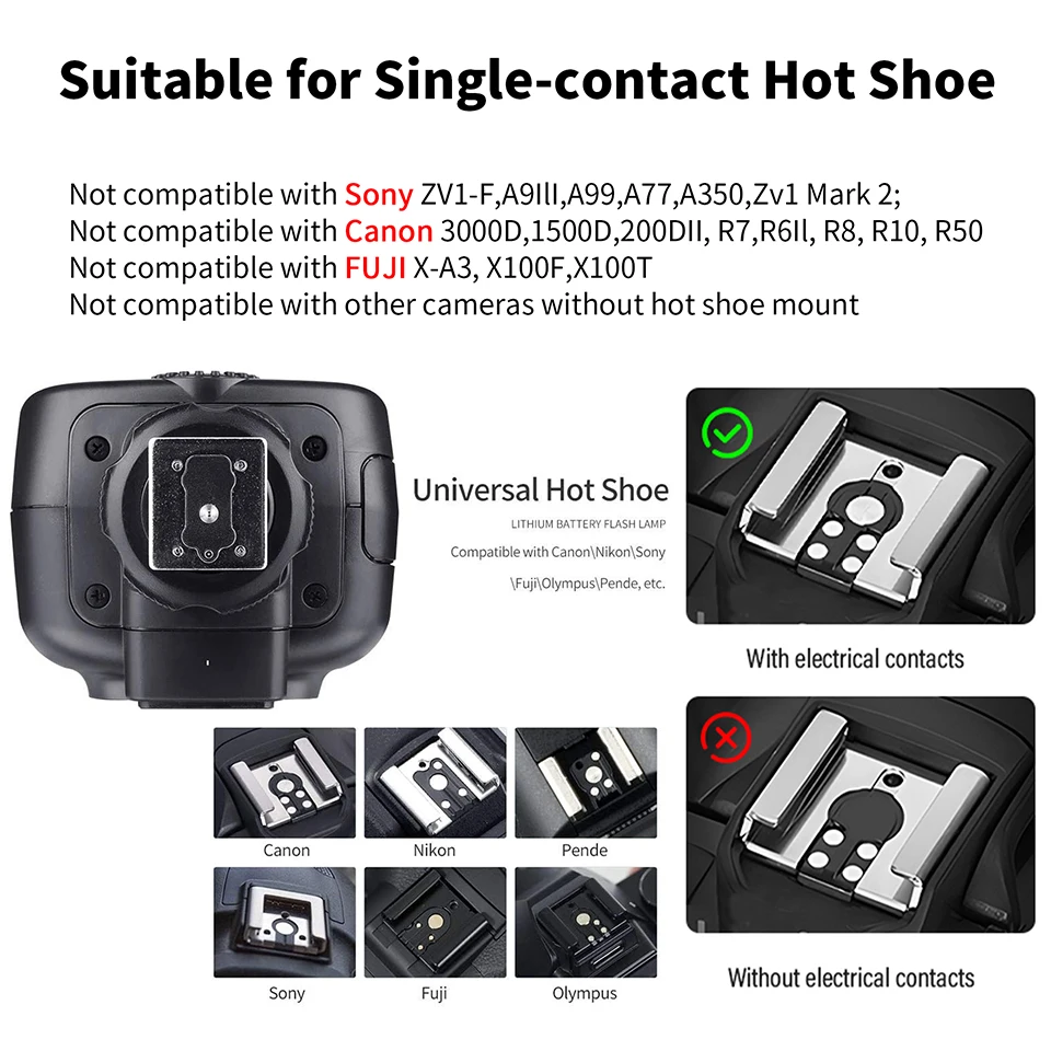 Godox TT520III 433MHz Wireless Triggering Included 16-Channel RT Transmitter Recycle Time 1.8S for Canon Sony Nikon Fuji Olympus