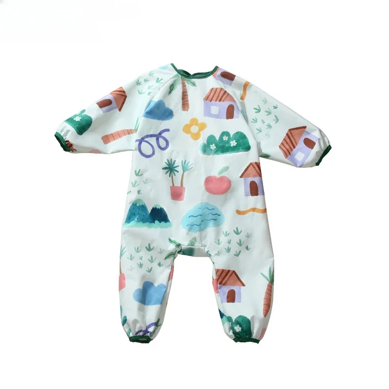 Baby Overalls Cartoon Waterproof Lightweight Girls One-piece Coverall Playing Eating Painting Kids Activities Rompers