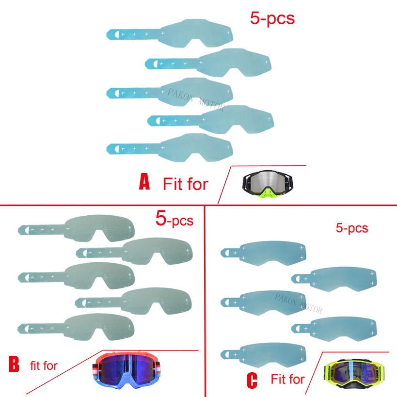 5Pcs/Lot Motocross Tearable Films for Goggles for Motorcycle Sunglasses Accessories Windproof Glasses of Replaced Plastic Rubber